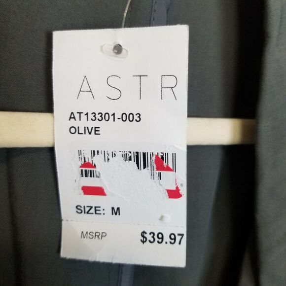 ASTR The Label Womens Tie Front Duster Trench Coat Sz M Relaxed Minimalist Olive - Picture 7 of 9